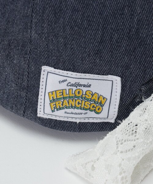 HELLO.SANFRANCISCO(ハローサンフランシスコ)の「【HELLO.SANFRANCISCO/ハローサンフランシスコ】レースリボン刺繡ロゴカラーキャップ(キャップ・レディース・ピンク/イエロー/ネイビー/グリーン・FREE)」の5枚目の写真
