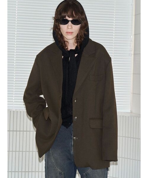 EMODA（エモダ）の「【VEQUM】BOX WIDE JACKET（テーラードジャケット・レディース・カーキ/グレー/ベージュ・FREE）」の4枚目の写真