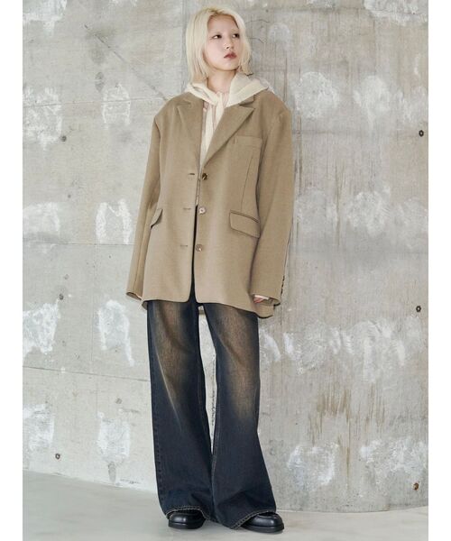 EMODA（エモダ）の「【VEQUM】BOX WIDE JACKET（テーラードジャケット・レディース・カーキ/グレー/ベージュ・FREE）」の19枚目の写真