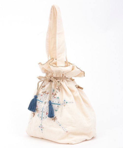 チチカカ（チチカカ）の「Rico フェズ刺繍巾着ショルダートートバッグ（トートバッグ・レディース・オフホワイト/ブラック・FREE）」の5枚目の写真
