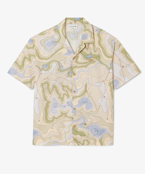 LACOSTE(ラコステ)の「シーズナルテキスタイルオープンカラーシャツ(シャツ/ブラウス・メンズ・ベージュ/グリーン・38/39/41/40)」の3枚目の写真