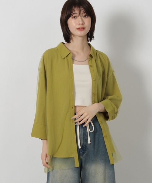 LAKOLE（ラコレ）の「チュールレイヤードシャツ6分袖 / 582557（シャツ/ブラウス・レディース・マスタード/ボルドー/ブルー/ブラック・FREE）」の3枚目の写真