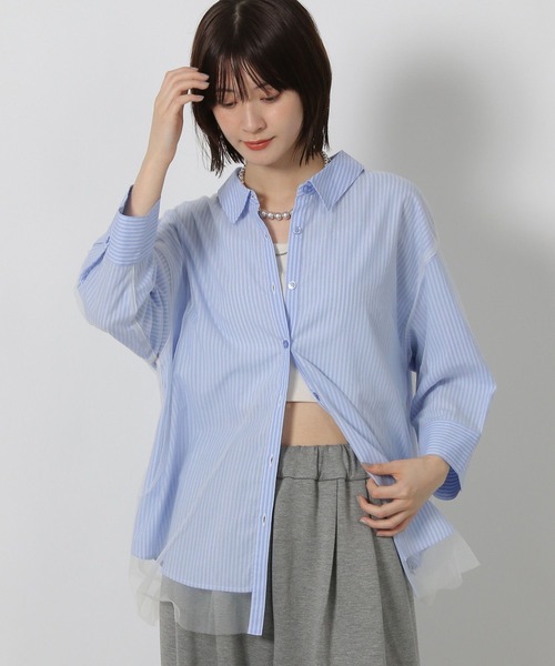 LAKOLE（ラコレ）の「チュールレイヤードシャツ6分袖 / 582557（シャツ/ブラウス・レディース・マスタード/ボルドー/ブルー/ブラック・FREE）」の6枚目の写真