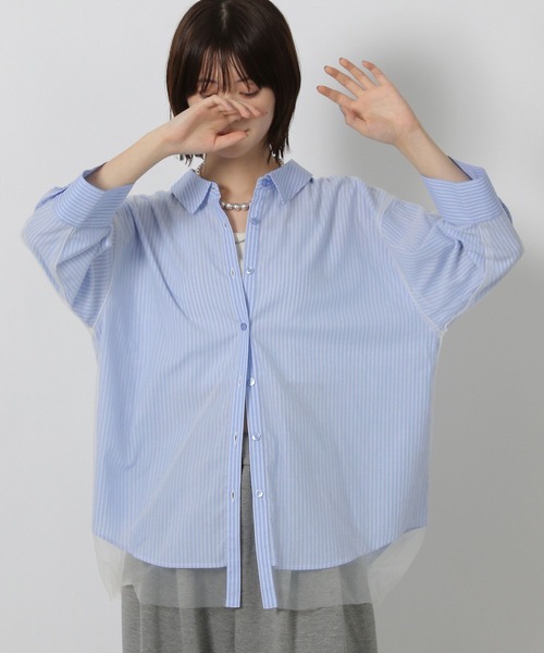 LAKOLE（ラコレ）の「チュールレイヤードシャツ6分袖 / 582557（シャツ/ブラウス・レディース・マスタード/ボルドー/ブルー/ブラック・FREE）」の7枚目の写真