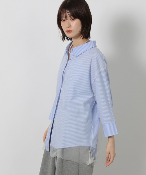 LAKOLE（ラコレ）の「チュールレイヤードシャツ6分袖 / 582557（シャツ/ブラウス・レディース・マスタード/ボルドー/ブルー/ブラック・FREE）」の8枚目の写真