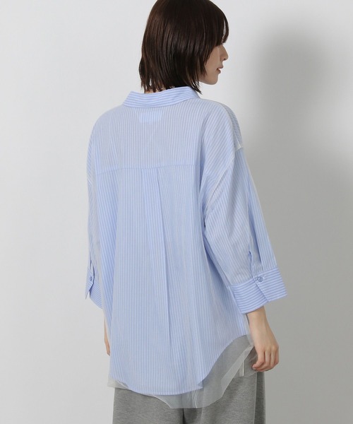 LAKOLE（ラコレ）の「チュールレイヤードシャツ6分袖 / 582557（シャツ/ブラウス・レディース・マスタード/ボルドー/ブルー/ブラック・FREE）」の9枚目の写真