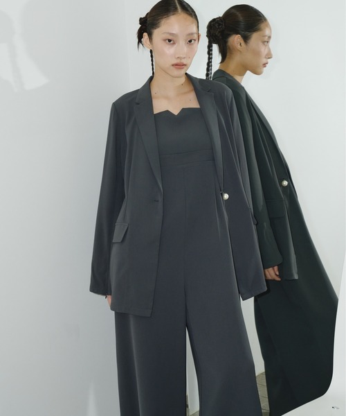 ANDRESD（アンドレスド）の「【2点セットアイテム】ジャケットアンドオールインワンセットアップドレス / jacket & all-in-one setup dress（パンツドレス・レディース・ブラック/カーキ/チャコール・S/M/L）」の14枚目の写真