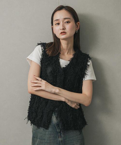 SENSE OF PLACE by URBAN RESEARCH(センスオブプレイスバイアーバンリサーチ)の「コードチュールフリンジベスト(ベスト・レディース・キャメル/ブラック/アイボリー・ONE)」の7枚目の写真