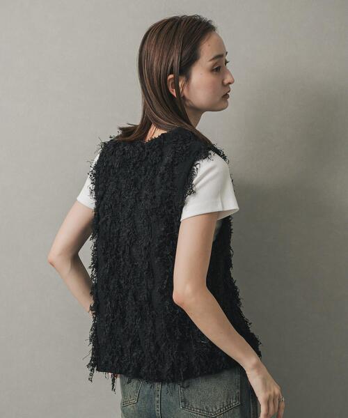 バイブリーコート　フィッシングベスト フリンジツイードニットベスト[an1393] | レディースファッション通販