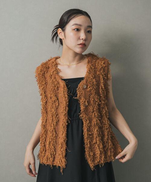 SENSE OF PLACE by URBAN RESEARCH(センスオブプレイスバイアーバンリサーチ)の「コードチュールフリンジベスト(ベスト・レディース・キャメル/ブラック/アイボリー・ONE)」の16枚目の写真