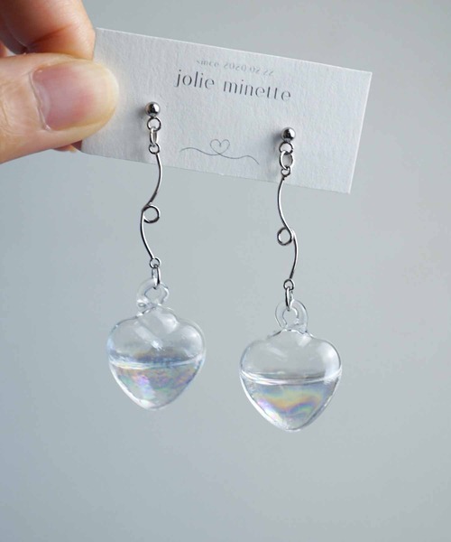 CERCA（チェルカ）の「jolie minette/お水入り ハートガラスドーム ピアス（ピアス（両耳用）・レディース・シルバー/ゴールド・FREE）」の6枚目の写真