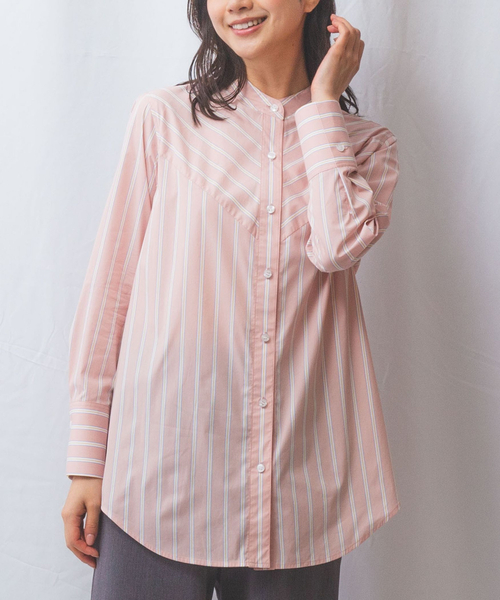 NARACAMICIE（ナラカミーチェ）の「【NARACAMICIE】ランダムストライプテントライン長袖ブラウス（シャツ/ブラウス・レディース・ブルー/ピンク・M/XL）」の3枚目の写真