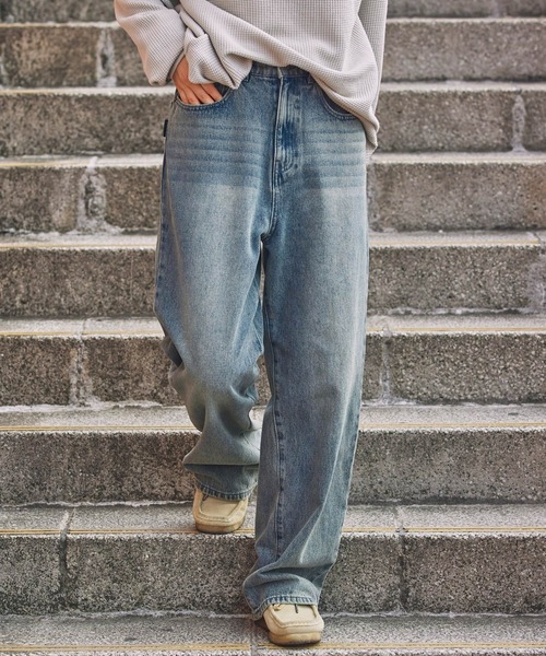 ヴィンテージ加工 ルーズストレートデニムパンツ【THE CRAFT CREW