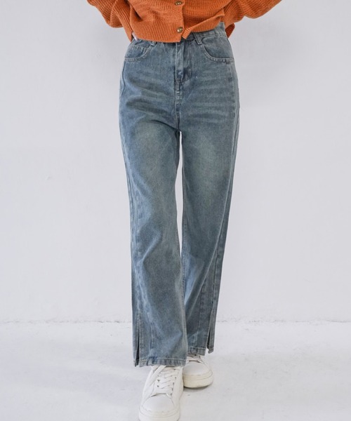 パンツ uenui wide leg denim pants Uenui｜ウニュイのデニムパンツ（ライン柄）通販 - ZOZOTOWN