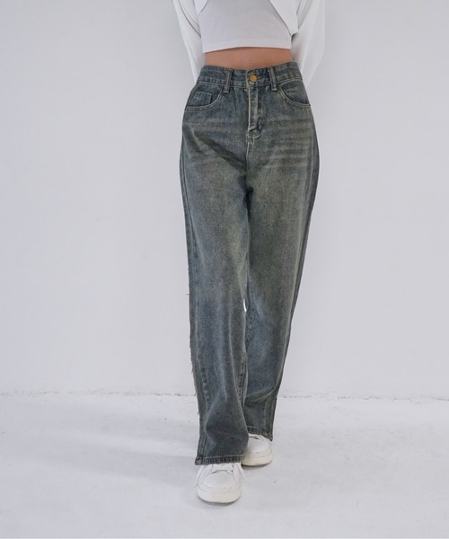 Uenui（ウニュイ）の「【 cunii 】 side line slit wide denim（デニムパンツ・レディース・インディゴブルー/ブルー・M/S/L）」の3枚目の写真