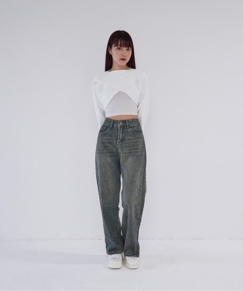 Uenui（ウニュイ）の「【 cunii 】 side line slit wide denim（デニムパンツ・レディース・インディゴブルー/ブルー・M/S/L）」の20枚目の写真