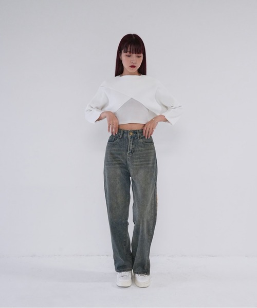 Uenui（ウニュイ）の「【 cunii 】 side line slit wide denim（デニムパンツ・レディース・インディゴブルー/ブルー・M/S/L）」の21枚目の写真