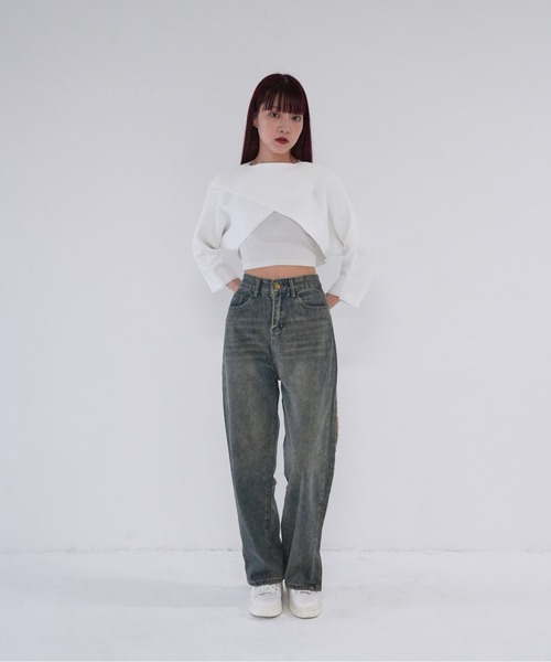 Uenui（ウニュイ）の「【 cunii 】 side line slit wide denim（デニムパンツ・レディース・インディゴブルー/ブルー・M/S/L）」の22枚目の写真