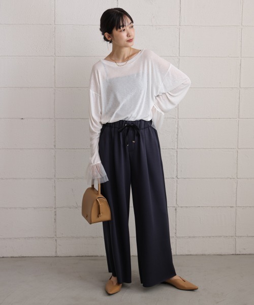 Bou Jeloud(ブージュルード)の「パウンドストレッチセミワイドパンツ(その他パンツ・レディース・アイボリー/オリーブ/チャコールグレー/レッド/グレー/ピンク・FREE)」の8枚目の写真
