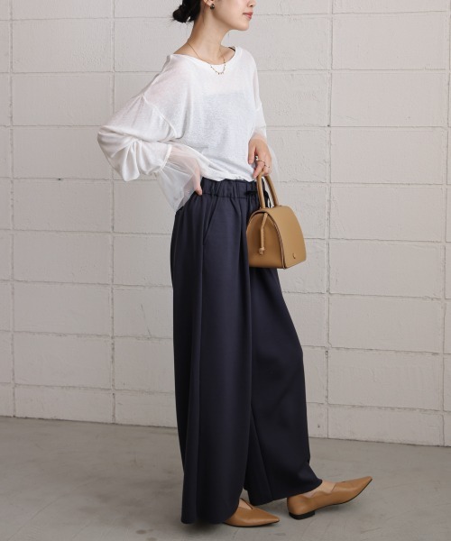 Bou Jeloud(ブージュルード)の「パウンドストレッチセミワイドパンツ(その他パンツ・レディース・アイボリー/オリーブ/チャコールグレー/レッド/グレー/ピンク・FREE)」の12枚目の写真