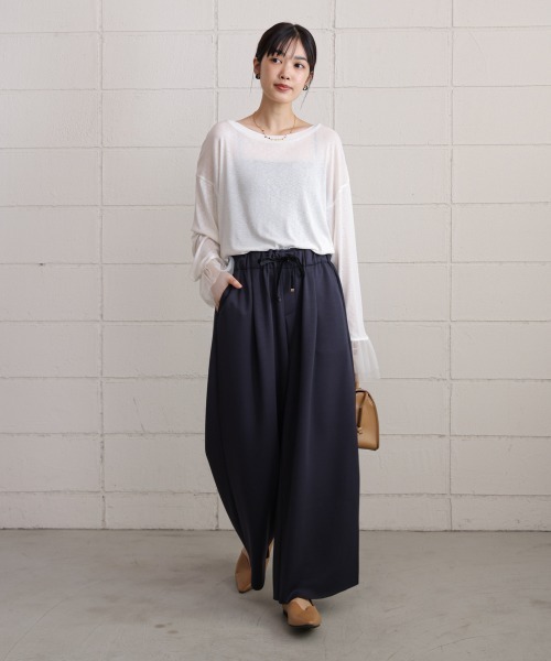 Bou Jeloud(ブージュルード)の「パウンドストレッチセミワイドパンツ(その他パンツ・レディース・アイボリー/オリーブ/チャコールグレー/レッド/グレー/ピンク・FREE)」の14枚目の写真
