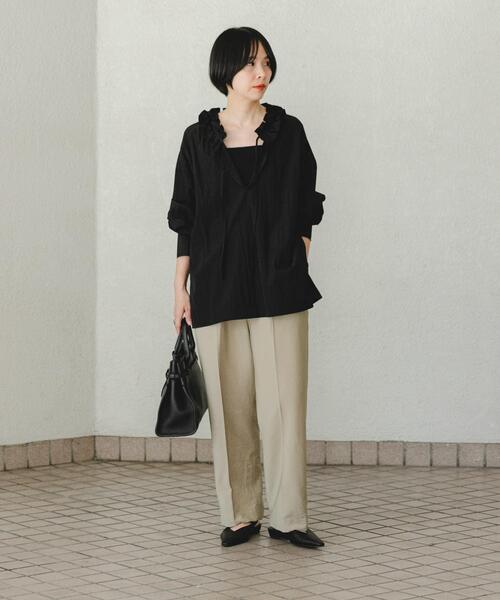 URBAN RESEARCH(アーバンリサーチ)の「『34サイズ/低身長向けも展開』 ポプリンイージーテーパードパンツ(その他パンツ・レディース・ベージュ/ブラック/グリーン系その他・38/40/36/34)」の8枚目の写真