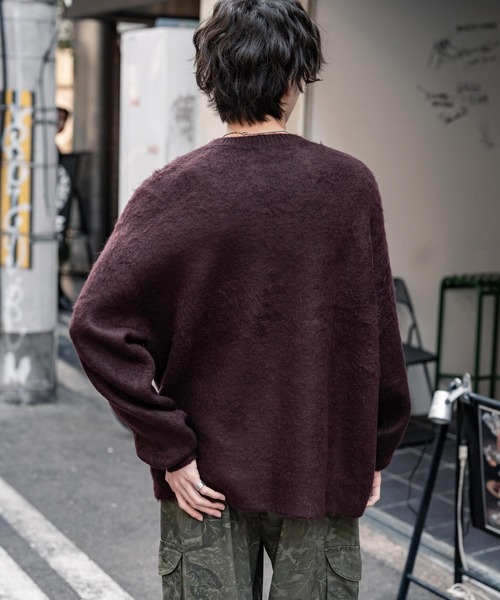 Rocky Monroe(ロッキーモンロー)の「オーバーサイズシャギーニットセーター/クルーネック長袖プルオーバー(ニット/セーター・メンズ・チャコール/マスタード/ネイビー/ブルー/ブラック/ワイン・M/L/XL)」の19枚目の写真