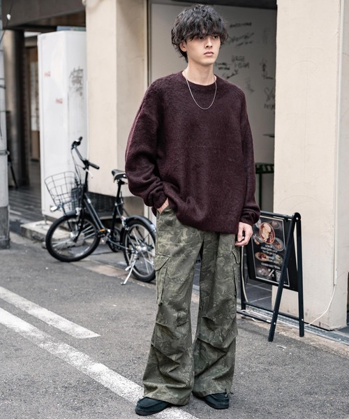 Rocky Monroe(ロッキーモンロー)の「オーバーサイズシャギーニットセーター/クルーネック長袖プルオーバー(ニット/セーター・メンズ・チャコール/マスタード/ネイビー/ブルー/ブラック/ワイン・M/L/XL)」の20枚目の写真