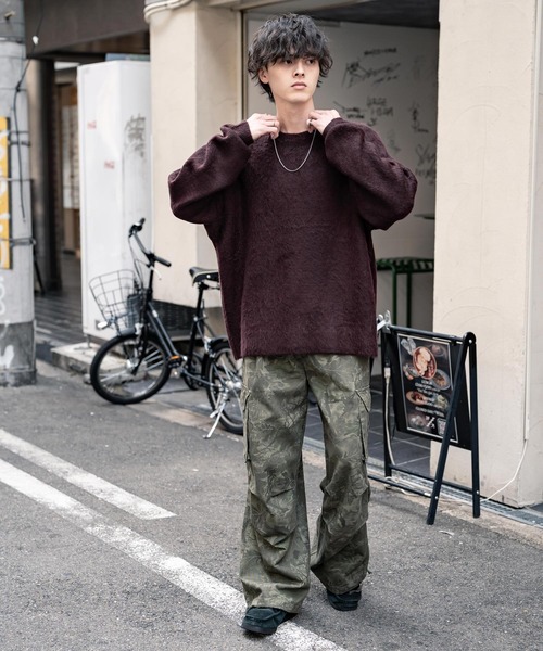 Rocky Monroe(ロッキーモンロー)の「オーバーサイズシャギーニットセーター/クルーネック長袖プルオーバー(ニット/セーター・メンズ・チャコール/マスタード/ネイビー/ブルー/ブラック/ワイン・M/L/XL)」の21枚目の写真