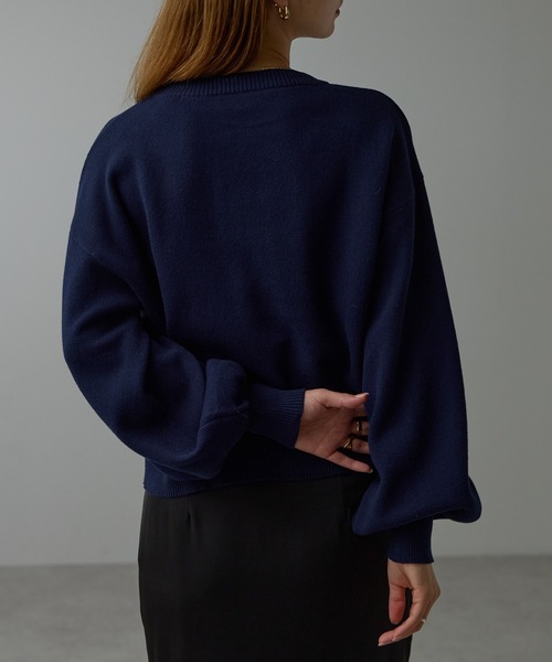 r.(アールドット)の「ロゴ刺繍スウェットライクニット(ニット/セーター・レディース・ピンク/レッド/グレー/イエロー/ネイビー・FREE)」の10枚目の写真