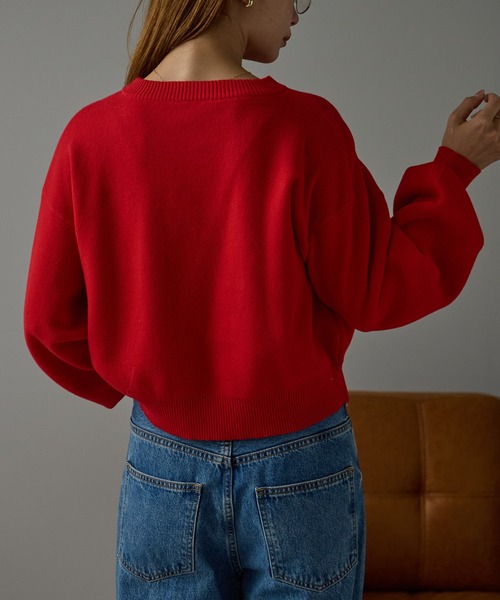 r.(アールドット)の「ロゴ刺繍スウェットライクニット(ニット/セーター・レディース・ピンク/レッド/グレー/イエロー/ネイビー・FREE)」の16枚目の写真