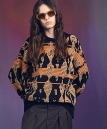 MAISON SPECIAL(]XyV)́sUNISEXtRug Pattern Mall Yarn Jacquard Prime-Over Crew Neck Knit Pullover/Op^[[[WK[hvCI[o[N[lbNjbgvI[o[yMAISON SPECIAL/]XyVz(jbg/Z[^[)