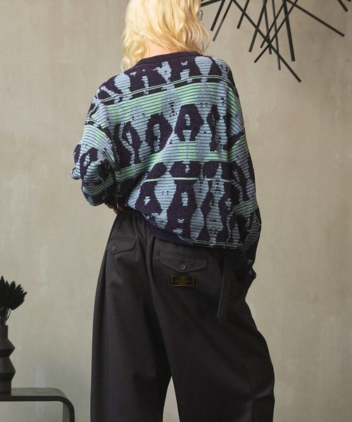 MAISON SPECIAL（メゾンスペシャル）の「《UNISEX》Rug Pattern Mall Yarn Jacquard Prime-Over Crew Neck Knit Pullover/ラグパターンモールヤーンジャガードプライムオーバークルーネックニットプルオーバー【MAISON SPECIAL/メゾンスペシャル】（ニット/セーター・メンズ・パープル/ブラウン・0/1/2）」の15枚目の写真