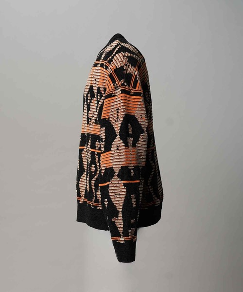 MAISON SPECIAL（メゾンスペシャル）の「《UNISEX》Rug Pattern Mall Yarn Jacquard Prime-Over Crew Neck Knit Pullover/ラグパターンモールヤーンジャガードプライムオーバークルーネックニットプルオーバー【MAISON SPECIAL/メゾンスペシャル】（ニット/セーター・メンズ・パープル/ブラウン・0/1/2）」の9枚目の写真