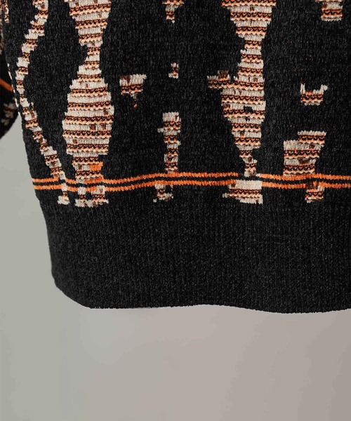 MAISON SPECIAL（メゾンスペシャル）の「《UNISEX》Rug Pattern Mall Yarn Jacquard Prime-Over Crew Neck Knit Pullover/ラグパターンモールヤーンジャガードプライムオーバークルーネックニットプルオーバー【MAISON SPECIAL/メゾンスペシャル】（ニット/セーター・メンズ・パープル/ブラウン・0/1/2）」の3枚目の写真
