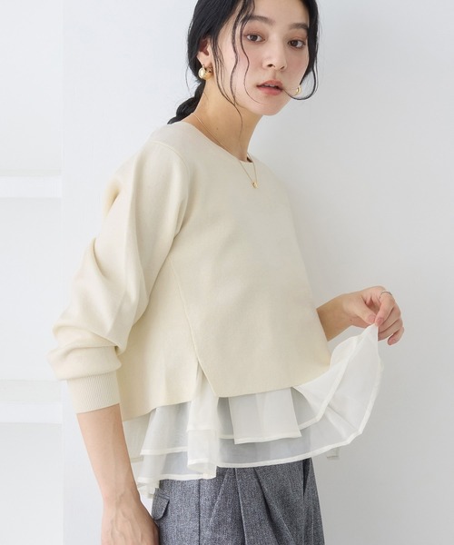 VIS（ビス）の「ペプラムオーガンジードッキングニットプルオーバー（ニット/セーター・レディース・グレー/キナリ/ブラック・FREE）」の11枚目の写真