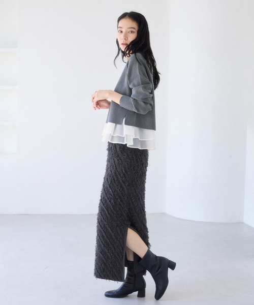 VIS（ビス）の「ペプラムオーガンジードッキングニットプルオーバー（ニット/セーター・レディース・グレー/キナリ/ブラック・FREE）」の20枚目の写真