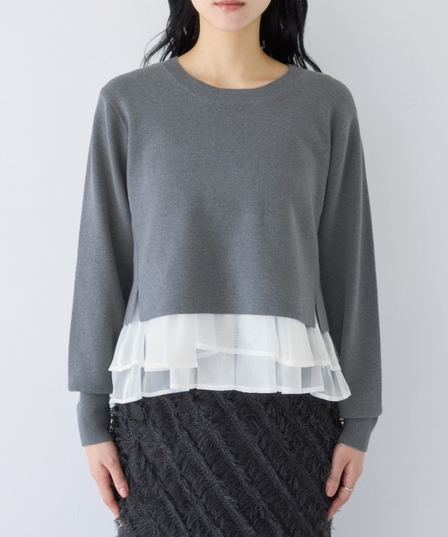 VIS（ビス）の「ペプラムオーガンジードッキングニットプルオーバー（ニット/セーター・レディース・グレー/キナリ/ブラック・FREE）」の21枚目の写真