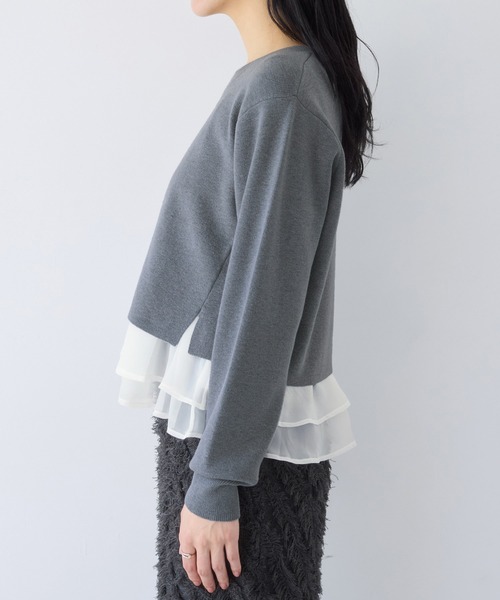 VIS（ビス）の「ペプラムオーガンジードッキングニットプルオーバー（ニット/セーター・レディース・グレー/キナリ/ブラック・FREE）」の22枚目の写真