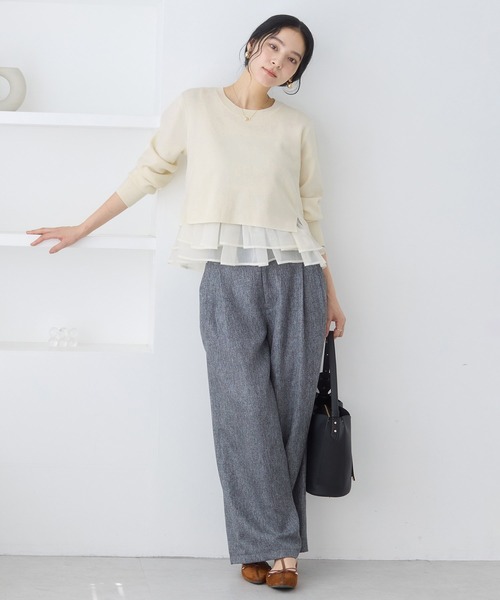 VIS（ビス）の「ペプラムオーガンジードッキングニットプルオーバー（ニット/セーター・レディース・グレー/キナリ/ブラック・FREE）」の13枚目の写真