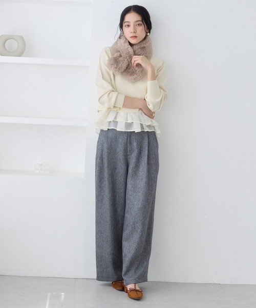 VIS（ビス）の「ペプラムオーガンジードッキングニットプルオーバー（ニット/セーター・レディース・グレー/キナリ/ブラック・FREE）」の14枚目の写真