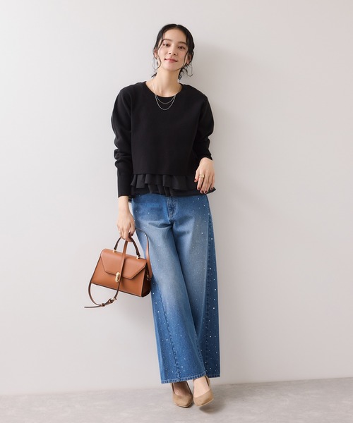 VIS（ビス）の「ペプラムオーガンジードッキングニットプルオーバー（ニット/セーター・レディース・グレー/キナリ/ブラック・FREE）」の8枚目の写真