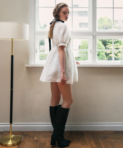 HONEY MI HONEY（ハニーミーハニー）の「tulle puff sleeve tunic one-piece（ワンピース・レディース・ラベンダー/ホワイト/ブラック・FREE）」の8枚目の写真