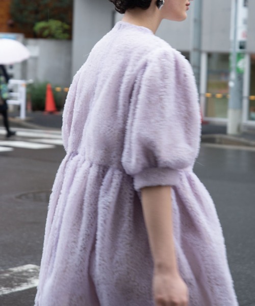 HONEY MI HONEY（ハニーミーハニー）の「tulle puff sleeve tunic one-piece（ワンピース・レディース・ラベンダー/ホワイト/ブラック・FREE）」の14枚目の写真