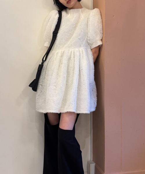HONEY MI HONEY（ハニーミーハニー）の「tulle puff sleeve tunic one-piece（ワンピース・レディース・ラベンダー/ホワイト/ブラック・FREE）」の21枚目の写真