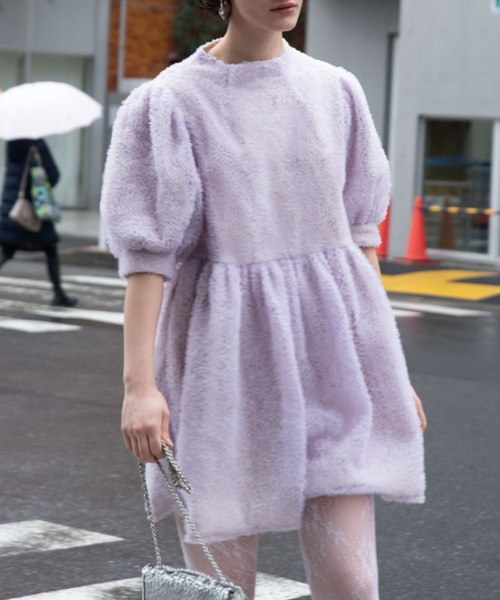 HONEY MI HONEY（ハニーミーハニー）の「tulle puff sleeve tunic one-piece（ワンピース・レディース・ラベンダー/ホワイト/ブラック・FREE）」の22枚目の写真