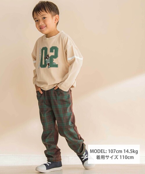 Noeil aime BeBe(ノイユエイムベベ)の「タータンチェックxインレイ切り替えパンツ(その他パンツ・キッズ・グリーン系その他/ベージュ系その他・120cm/110cm/130cm/100cm)」の12枚目の写真