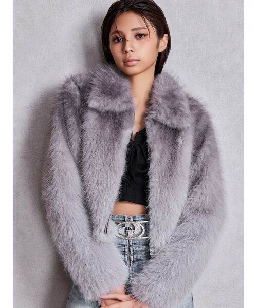 GYDA(ジェイダ)の「グラデーションECO FURコート(ダウンジャケット/コート・レディース・ブラウン/グレー・FREE)」の3枚目の写真