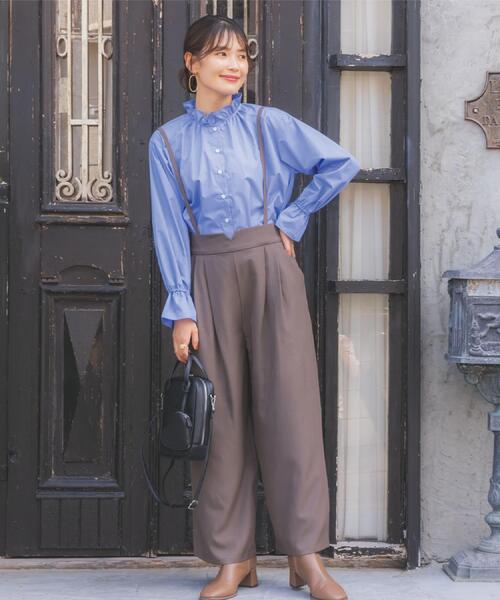 ITS'DEMO（イッツデモ）の「【洗濯機OK】スタンドフリルブラウス（シャツ/ブラウス・レディース・ブルー/ブルー系7/ピンク系3・00）」の14枚目の写真