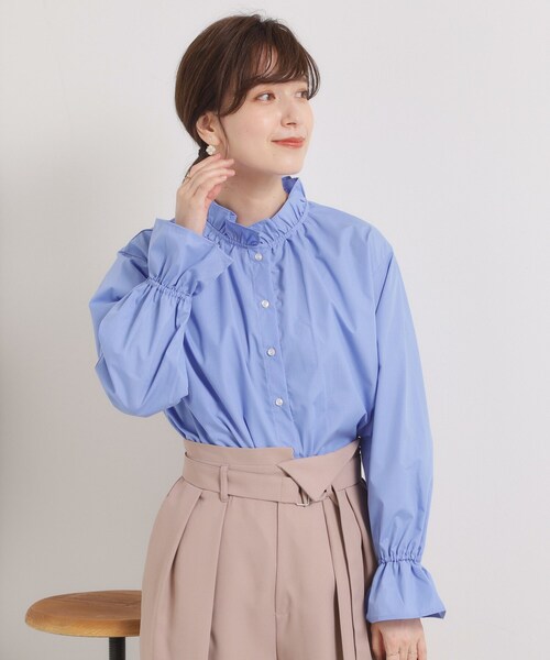 ITS'DEMO（イッツデモ）の「【洗濯機OK】スタンドフリルブラウス（シャツ/ブラウス・レディース・ブルー/ブルー系7/ピンク系3・00）」の22枚目の写真